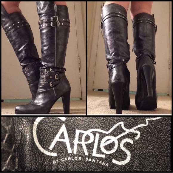 Carlos Santana Shoes - Carlos Santana Metallic Faux Snakeskin Heeled Boot